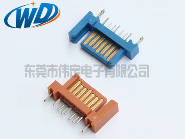 單臂 7PIN SATA插件連接器 DIP型帶魚(yú)插公頭180度 硬盤接頭端子